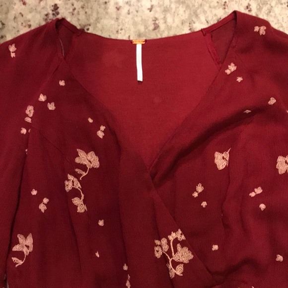 Free People flutter sleeve mini boho dress size 2 - Picture 3 of 7